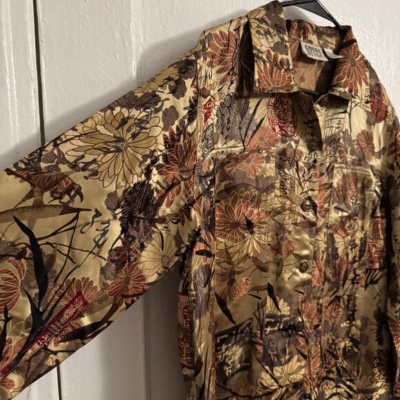 Boho Bohemian Silk Blend Eastern Style Gold Tones Witchy Celestial Abstract - Picture 2 of 10